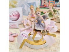 Bomboniera Comunione e Battesimo "Fata Sognatrice" su Cappelliera Oro con Cuore Specchiato