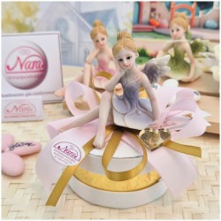 Bomboniera Comunione e Battesimo "Fata Sognatrice" su Cappelliera Oro con Cuore Specchiato
