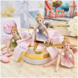 Bomboniera Comunione e Battesimo "Fata Sognatrice" su Cappelliera Oro con Cuore Specchiato