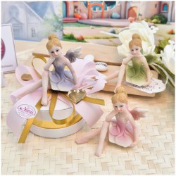 Bomboniera Comunione e Battesimo "Fata Sognatrice" su Cappelliera Oro con Cuore Specchiato