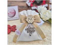 Bomboniera Laurea Scienze della Formazione Sacchetto Raso con Albero della Vita