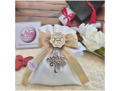 Bomboniera Laurea Scienze della Formazione Sacchetto Raso con Albero della Vita