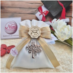 Bomboniera Laurea Scienze della Formazione Sacchetto Raso con Albero della Vita