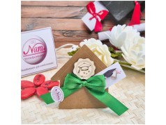 Bomboniera Laurea Segnaposto Scatolina Kraft con Nastro Matematica e Scienze e Tocco Legno