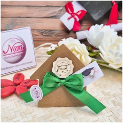 Bomboniera Laurea Segnaposto Scatolina Kraft con Nastro Matematica e Scienze e Tocco Legno