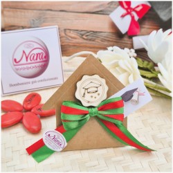 Bomboniera Laurea Segnaposto Scatolina Kraft con Nastro Matematica e Scienze e Tocco Legno