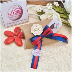 Segnaposto Laurea Scatolina Kraft con Nastro Giurisprudenza e Tocco Legno