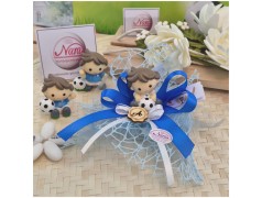 Bomboniera Comunione Calciatori su maxi rete azzurra