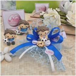 Bomboniera Comunione Calciatori su maxi rete azzurra