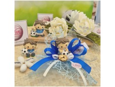 Bomboniera Comunione Calciatori su maxi rete azzurra