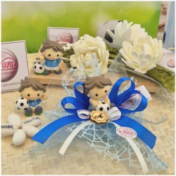 Bomboniera Comunione Calciatori su maxi rete azzurra