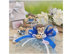 Bomboniera Comunione Calciatori su maxi rete azzurra