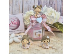 Bomboniera Comunione e Battesimo Barattolo Vetro con "Fatina dei Sogni" e Cuore Specchiato