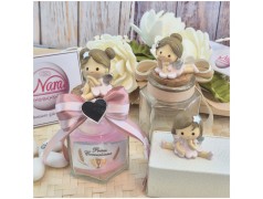 Bomboniera Comunione e Battesimo Barattolo Vetro con "Fatina dei Sogni" e Cuore Specchiato