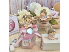 Bomboniera Comunione e Battesimo Barattolo Vetro con "Fatina dei Sogni" e Cuore Specchiato