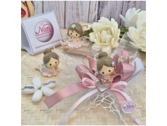 Bomboniera Comunione e Battesimo Fatina dei Sogni su Nuvola di Rete e Cuore Nome