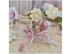 Bomboniera Comunione e Battesimo Fatina dei Sogni su Nuvola di Rete e Cuore Nome