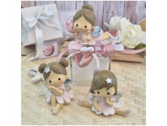 Bomboniera Comunione e Battesimo Statuina Fata Grande su Scatola Cube Trasparente