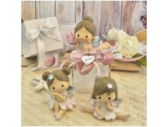 Bomboniera Comunione e Battesimo Statuina Fata Grande su Scatola Cube Trasparente