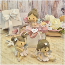 Bomboniera Comunione e Battesimo Statuina Fata Grande su Scatola Cube Trasparente