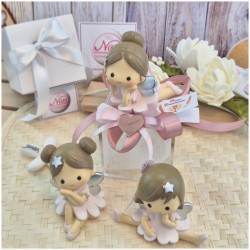 Bomboniera Comunione e Battesimo Statuina Fata Grande su Scatola Cube Trasparente