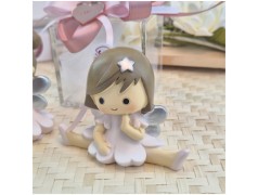 Bomboniera Comunione e Battesimo Statuina Fata Grande su Scatola Cube Trasparente