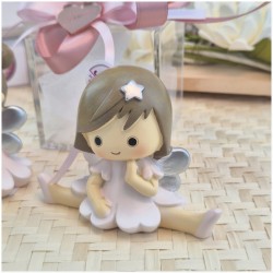 Bomboniera Comunione e Battesimo Statuina Fata Grande su Scatola Cube Trasparente