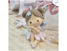 Bomboniera Comunione e Battesimo Statuina Fata Grande su Scatola Cube Trasparente