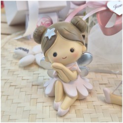 Bomboniera Comunione e Battesimo Statuina Fata Grande su Scatola Cube Trasparente