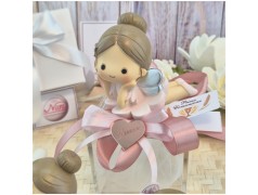 Bomboniera Comunione e Battesimo Statuina Fata Grande su Scatola Cube Trasparente