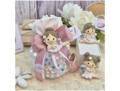 Bomboniera Comunione e Battesimo Magnete Fatina dei Sogni su Sacchetto Paillettes Scintillante