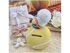 Bomboniera Comunione Utile Salvadanaio Maxi Pallina Tennis con Tubo Confetti