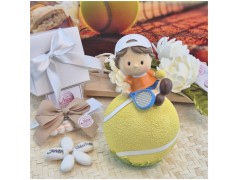 Bomboniera Comunione Utile Salvadanaio Maxi Pallina Tennis con Tubo Confetti