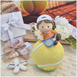 Bomboniera Comunione Utile Salvadanaio Maxi Pallina Tennis con Tubo Confetti