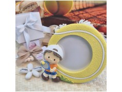 Bomboniera Comunione Tennis Cornice Portafoto Grande Pallina con Statuina