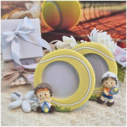 Bomboniera Comunione Tennis Cornice Portafoto Pallina con Statuina