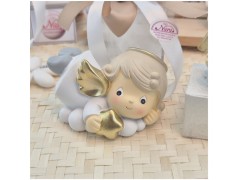 Bomboniera Battesimo e Comunione Angioletto Messaggero Grande su Scatola Cube Trasparente