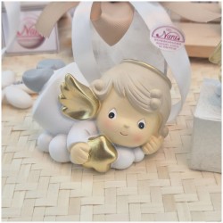 Bomboniera Battesimo e Comunione Angioletto Messaggero Grande su Scatola Cube Trasparente