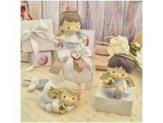 Bomboniera Battesimo e Comunione Angioletto Messaggero Grande su Scatola Cube Trasparente