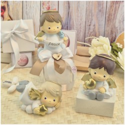 Bomboniera Battesimo e Comunione Angioletto Messaggero Grande su Scatola Cube Trasparente