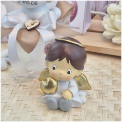 Bomboniera Battesimo e Comunione Angioletto Messaggero Grande su Scatola Cube Trasparente