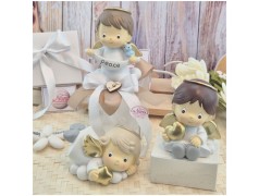 Bomboniera Battesimo e Comunione Angioletto Messaggero Grande su Scatola Cube Trasparente