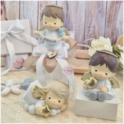 Bomboniera Battesimo e Comunione Angioletto Messaggero Grande su Scatola Cube Trasparente