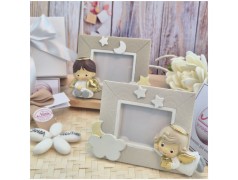 Bomboniera Battesimo Cornice Portafoto Grande Rettangolare Sogni d'Angelo con Nuvole e Stelle