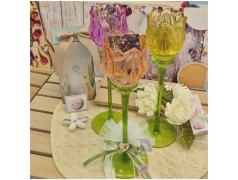 Bomboniera Matrimonio Calice Tulipano in Vetro Artistico con Gambo Verde e Scatola Regalo