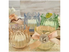 Bomboniera Matrimonio e Comunione Candela in Vetro Fiore di Luce Colorato con Scatola Regalo