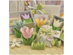Bomboniera Matrimonio e Comunione Set Spring Box con Candela Tulipano Media e Sacchetto
