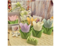 Bomboniera Matrimonio e Comunione Set Spring Box con Candela Tulipano Media e Sacchetto