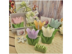 Bomboniera Matrimonio e Comunione Set Spring Box con Candela Tulipano Media e Sacchetto