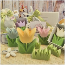 Bomboniera Matrimonio e Comunione Set Spring Box con Candela Tulipano Grande e Sacchetto